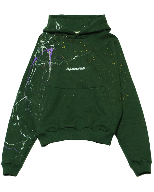 PAINT SPLASH HOODIE - FOREST GREEN