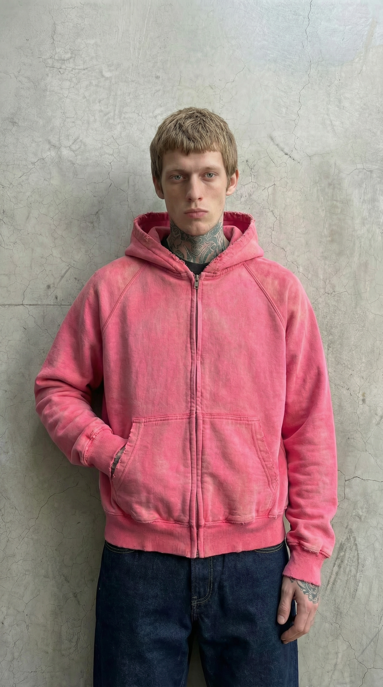 PINK VINTAGE WASHED ZIP-UP