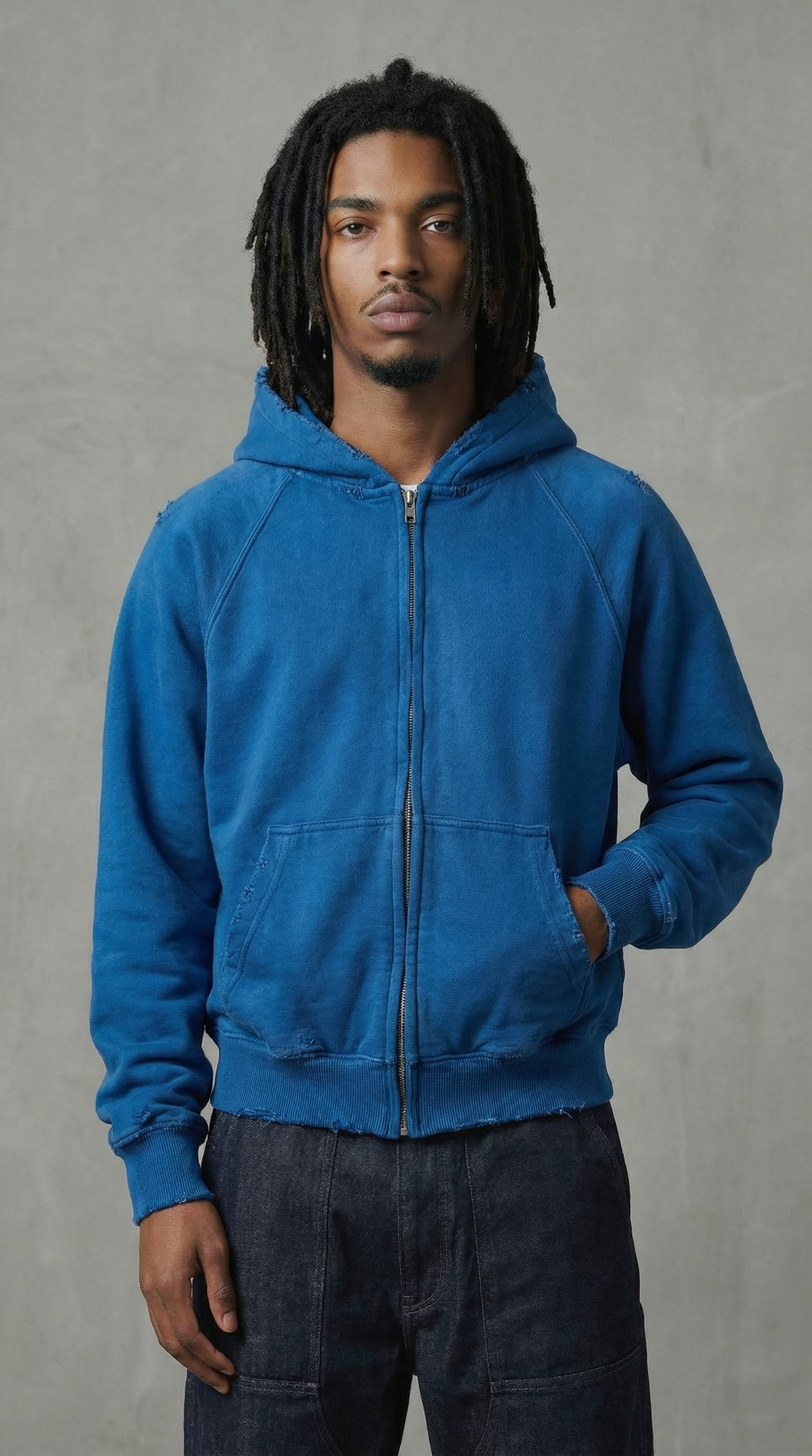 BLUE VINTAGE WASHED ZIP-UP