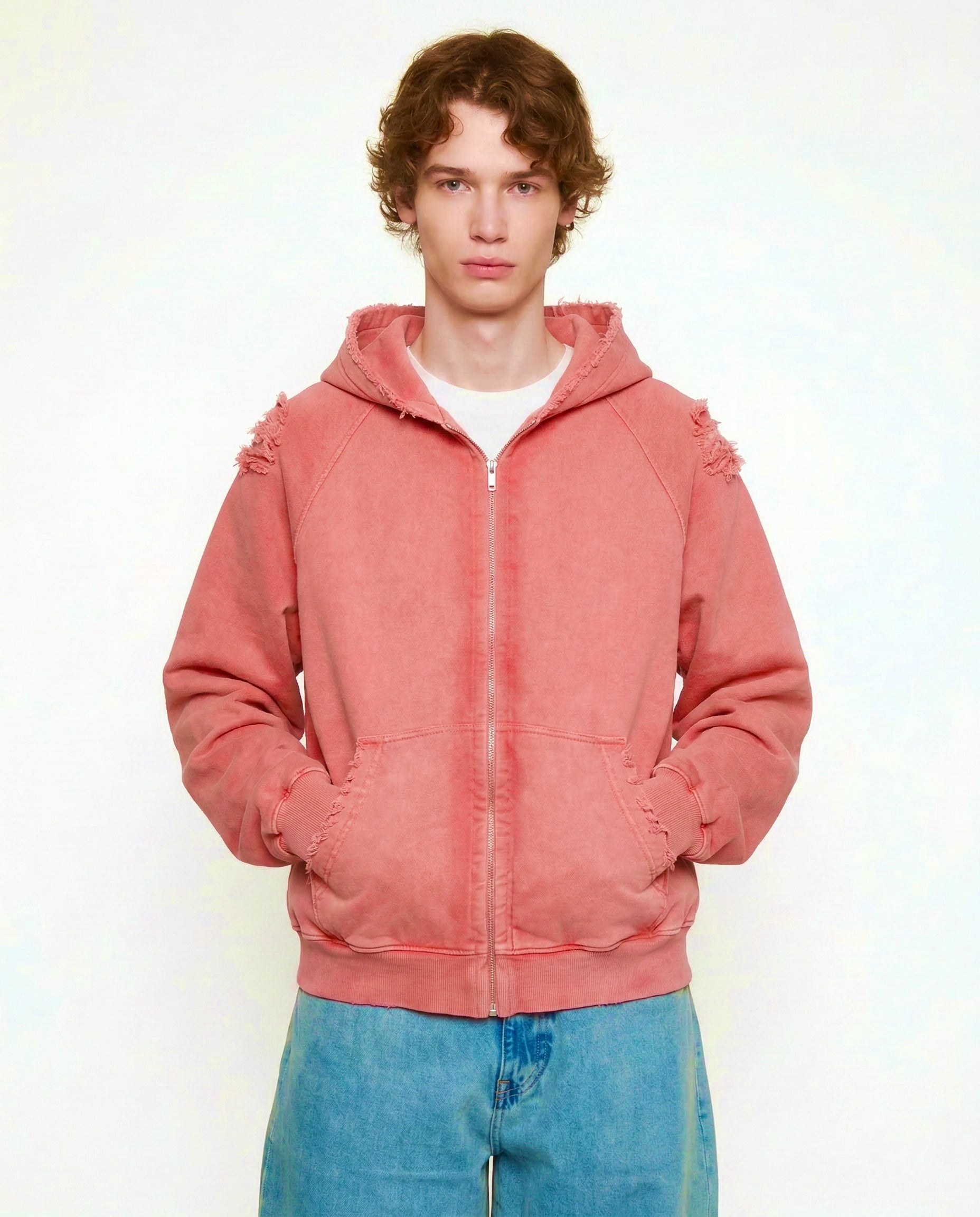 PINK VINTAGE WASHED ZIP-UP