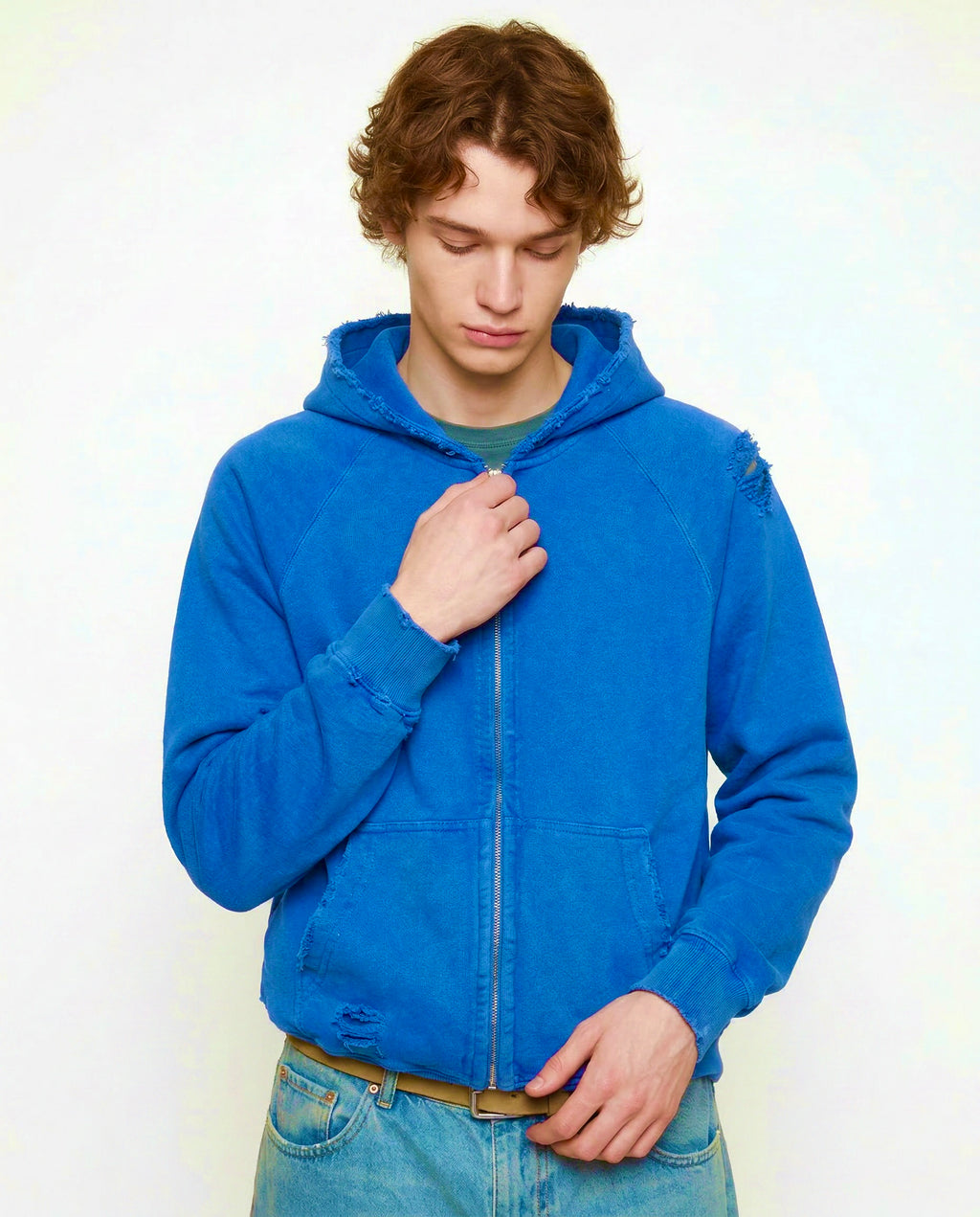 BLUE VINTAGE WASHED ZIP-UP